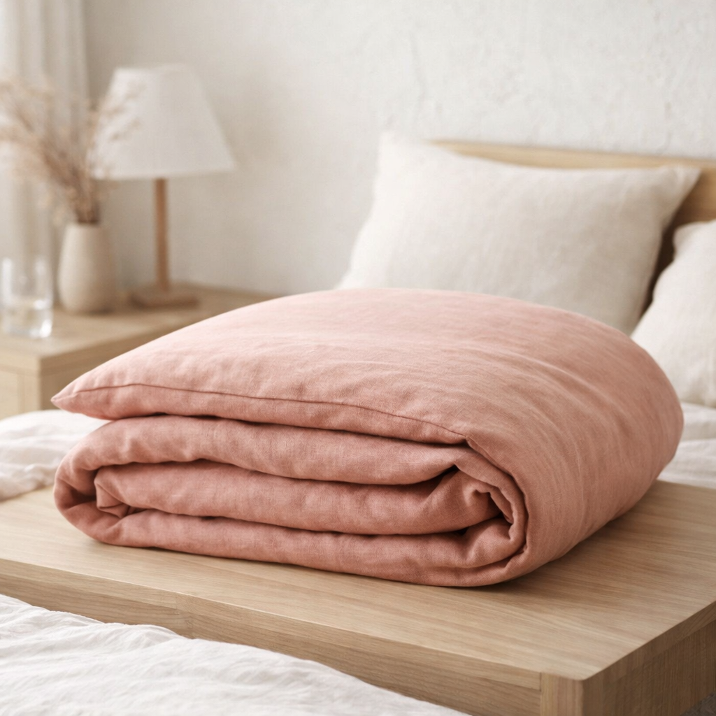Housse d'édredon Linco Blush 85 x 200 en situation