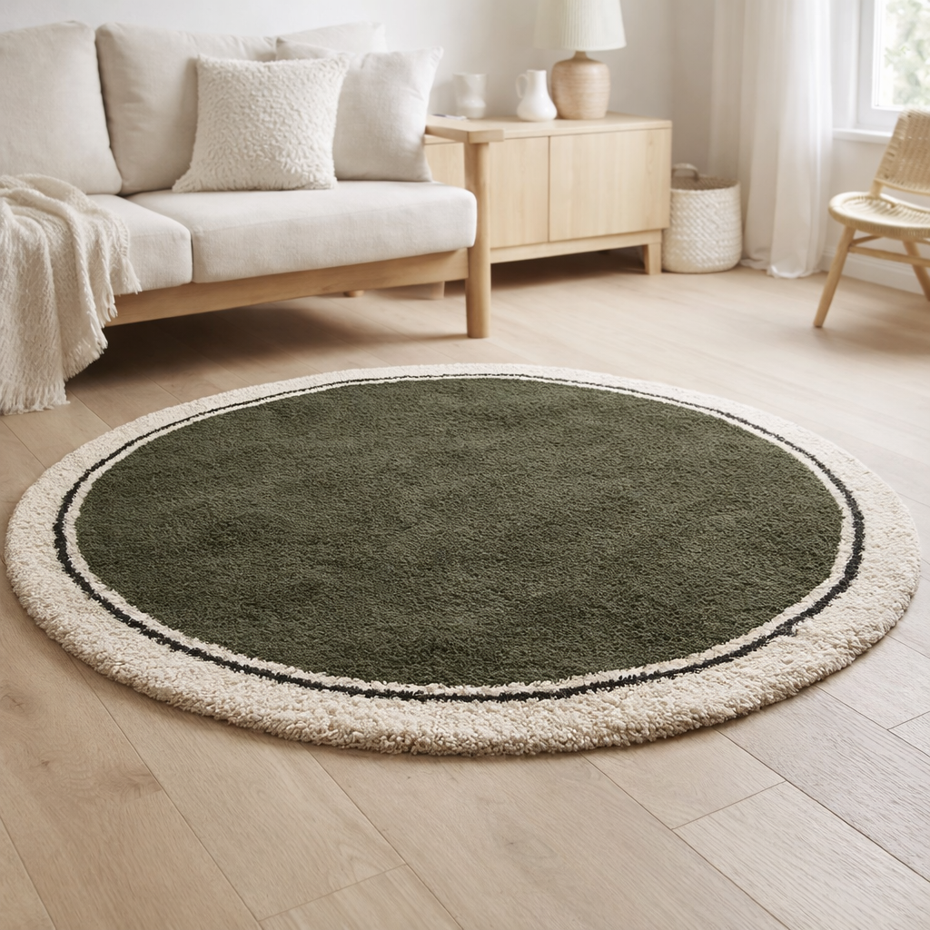 Tapis Many Olive diamètre 160 cm en situation