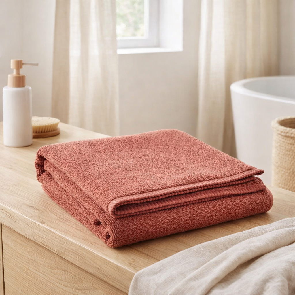 Drap de douche Bora Terracotta 70 x 130 en situation