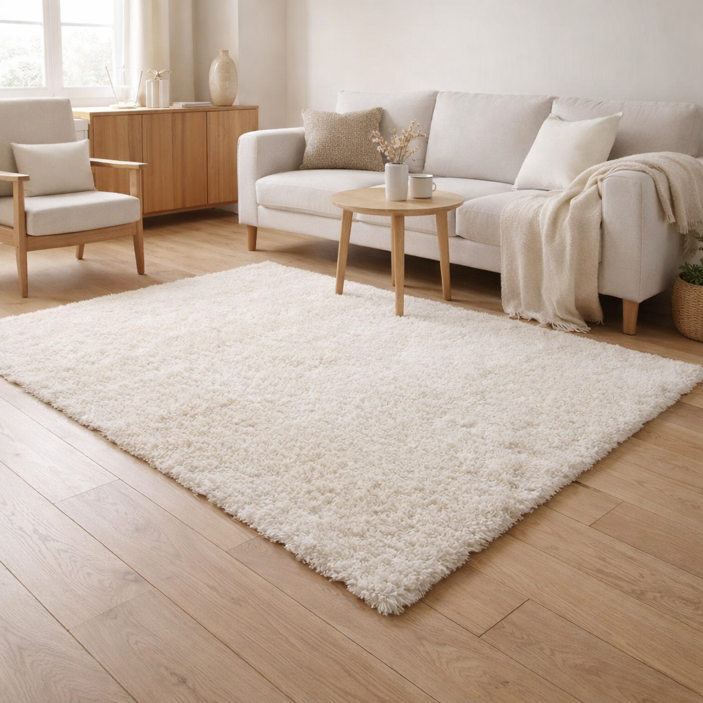 Tapis Billy Ivoire 120 x 160 x 5 cm en situation