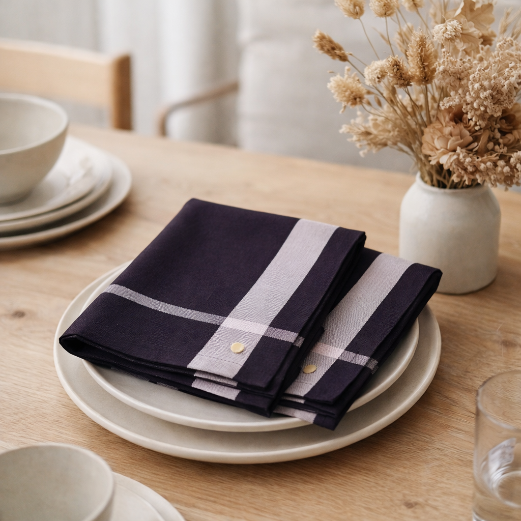 Lot de 2 serviettes de table La nonna Caviar 45 x 45 en situation
