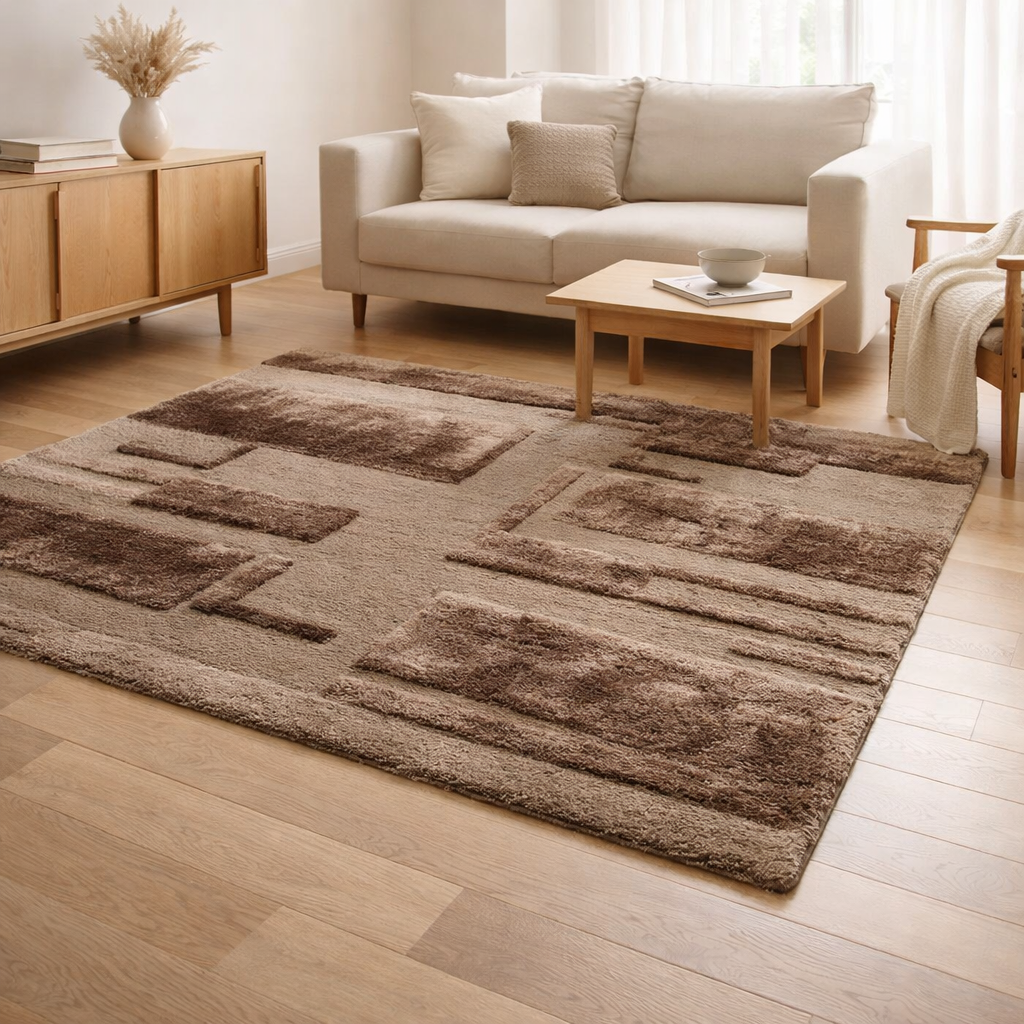 Tapis recyclé Louka Noisette 160 x 230 x 2 en situation