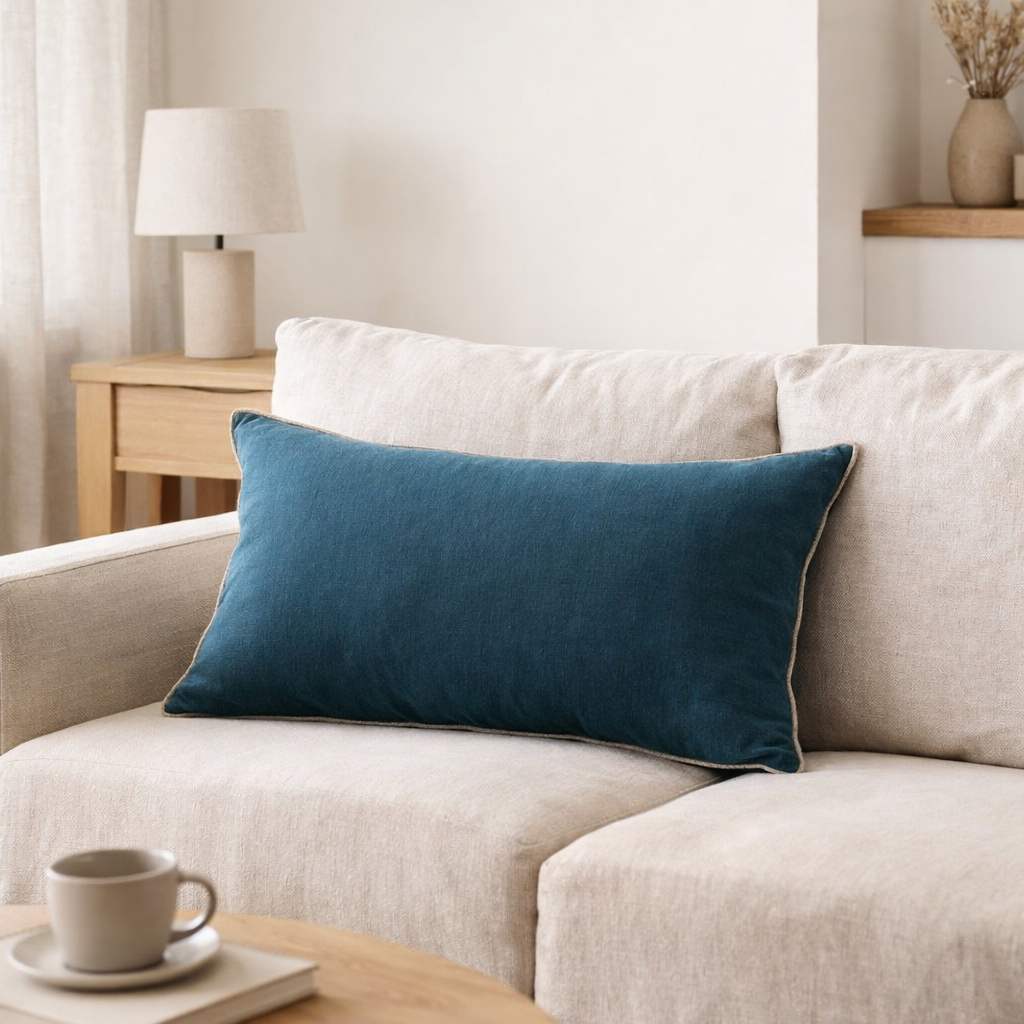 Coussin Zeff Céleste Indigo 40 x 65 en situation