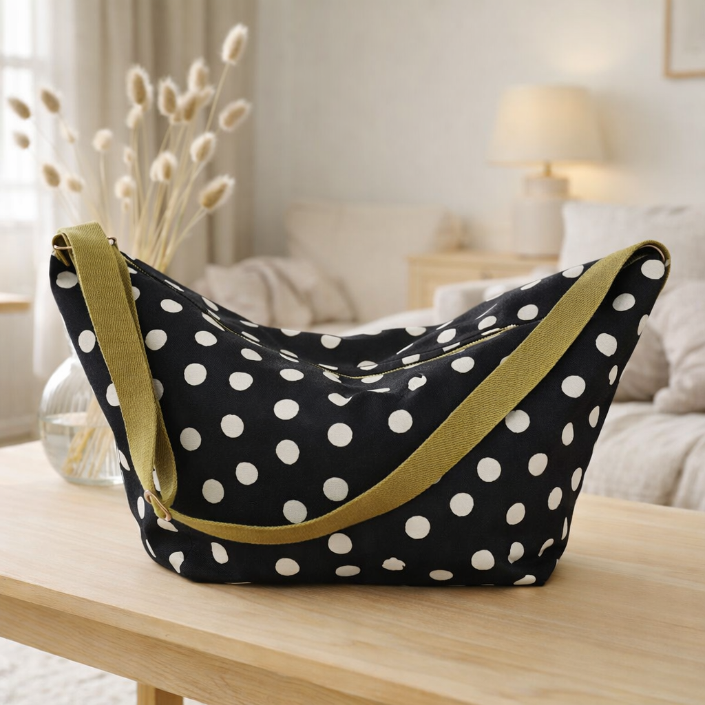 Sac demi-lune Mia Caviar 53 x 28 x 12 en situation
