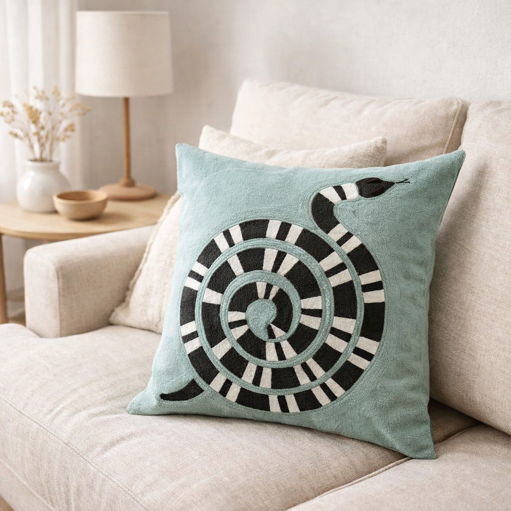 Coussin brodé Yoka Ciel 45 x 45 en situation