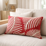 Coussin brodé Flora Papaye 30 x 50 en situation