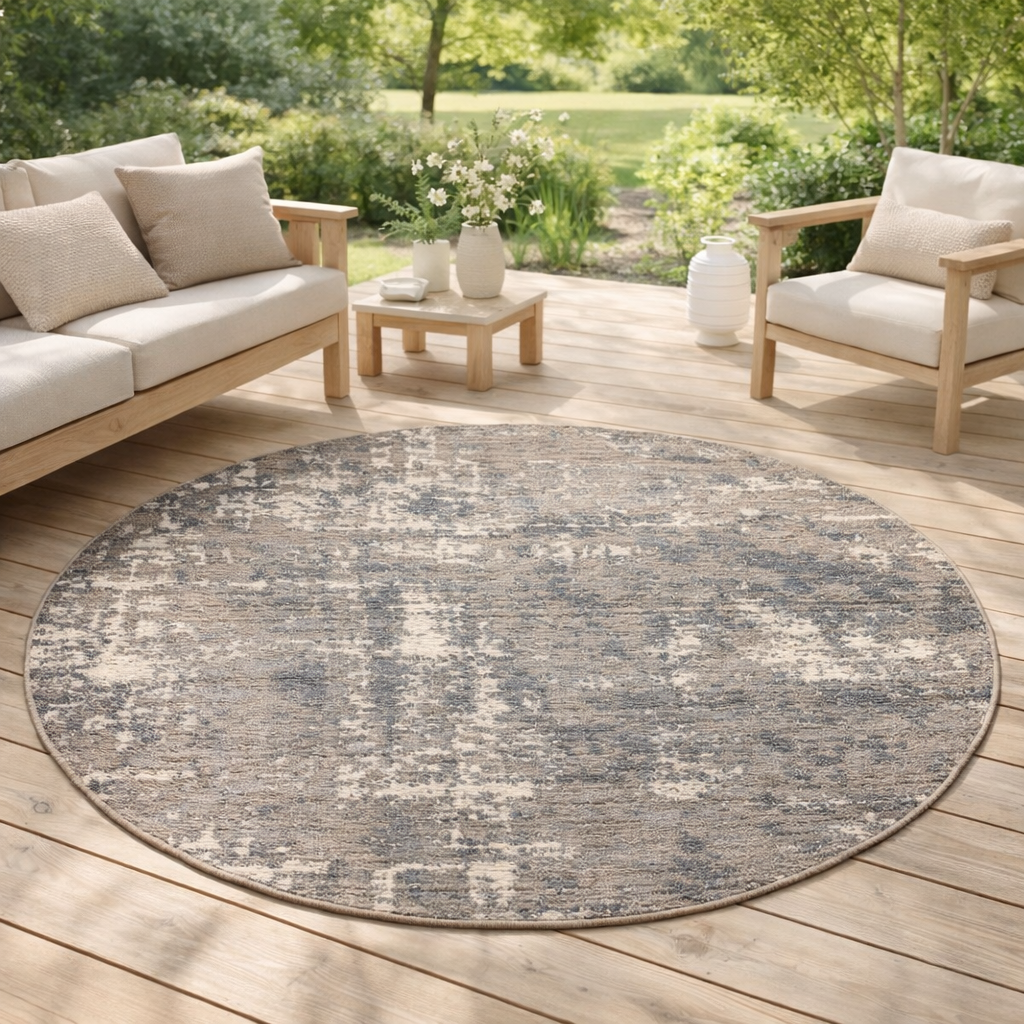Tapis Catania 2 outdoor Gris Diamčtre 200 en situation