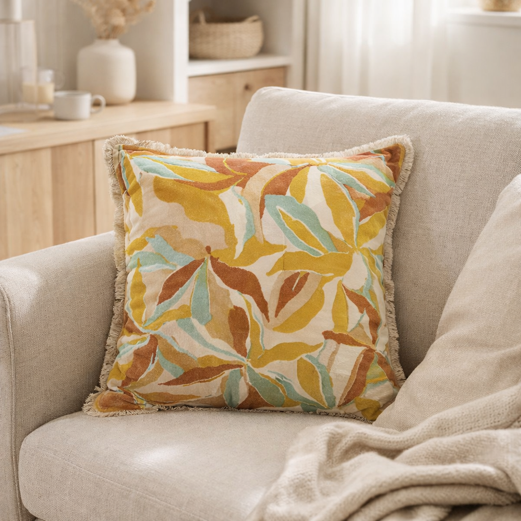 Coussin imprimé Alina Dragée 45 x 45 en situation