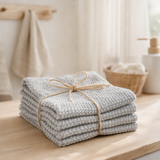 Lot de 3 essuie-mains tricotes Izan recyclés Gris 25 x 25 en situation