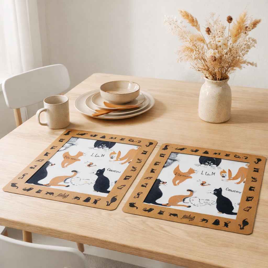 Lot de 2 sets de table Dubout Attitudes Noir/roux 30 x 45 en situation