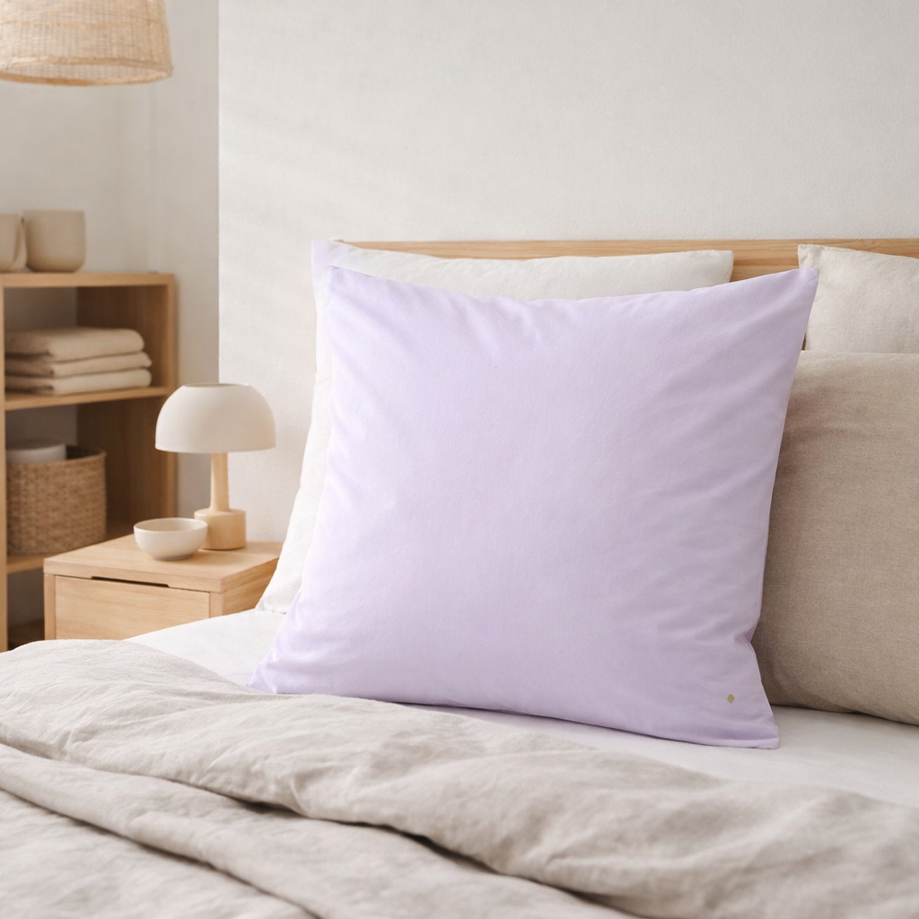 Taie d'oreiller Céleste Lilas 65 x 65 en situation