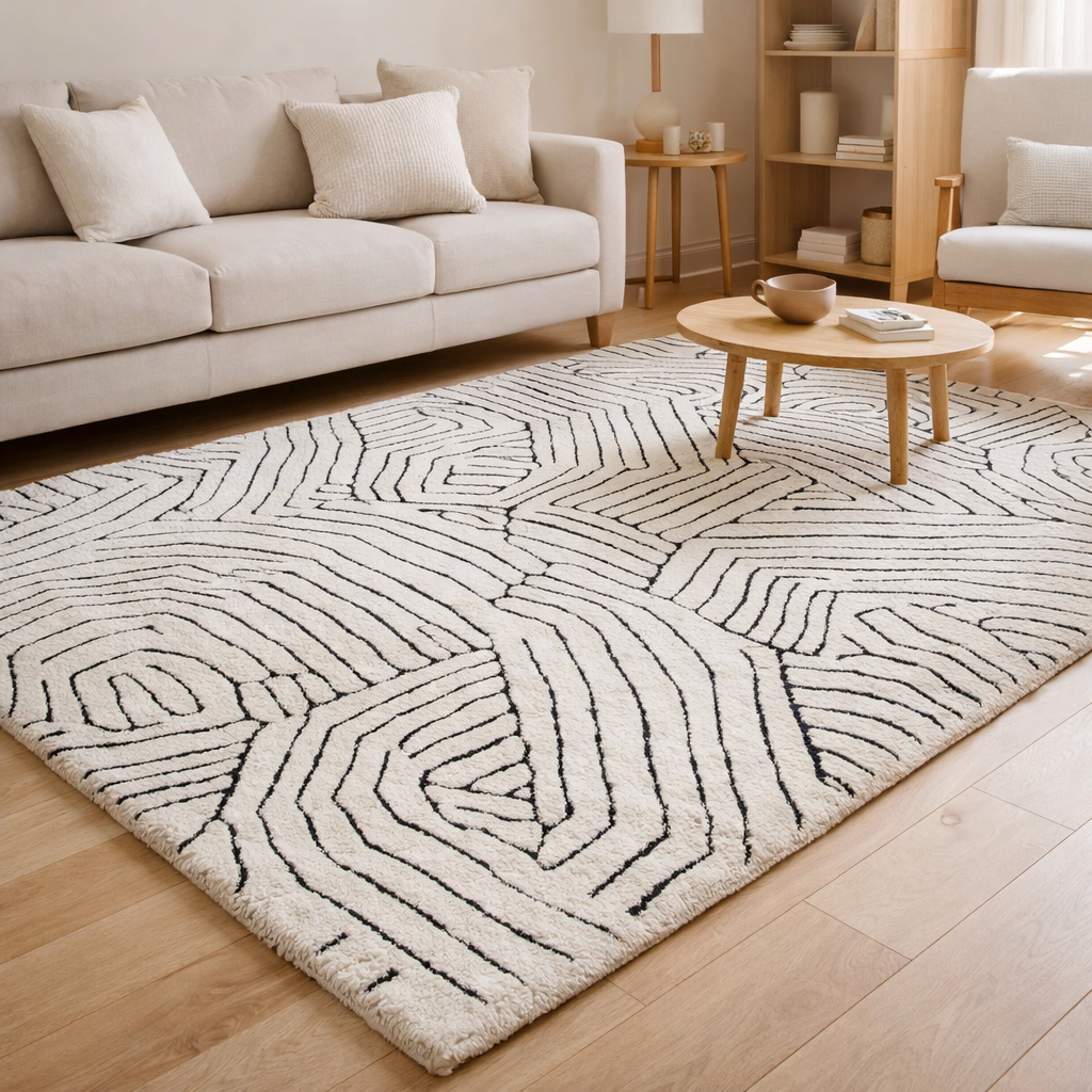Tapis recyclé Paulin Neige 200 x 290 x 2 en situation