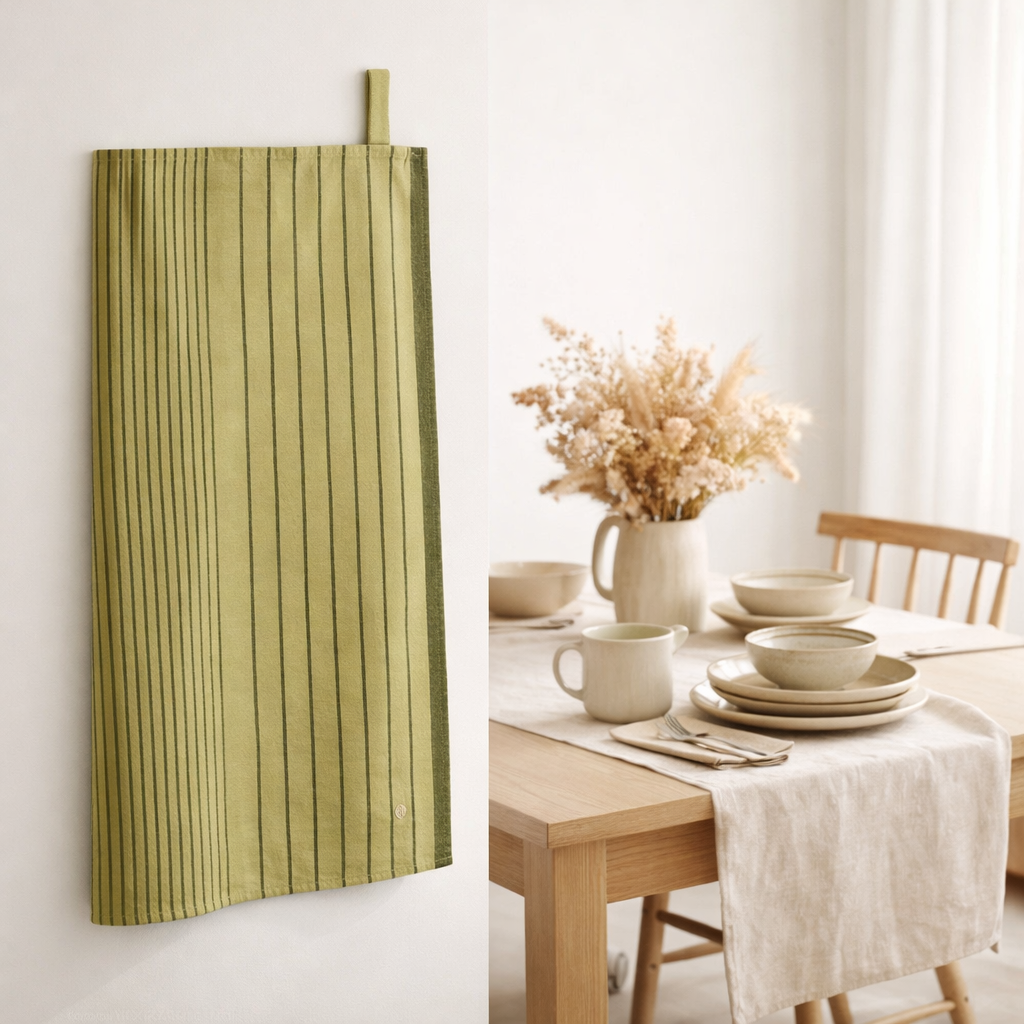 Torchon Piero Pistache 70 x 50 en situation