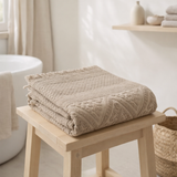 Drap de bain uni Zoe Chamois 100 x 180 en situation