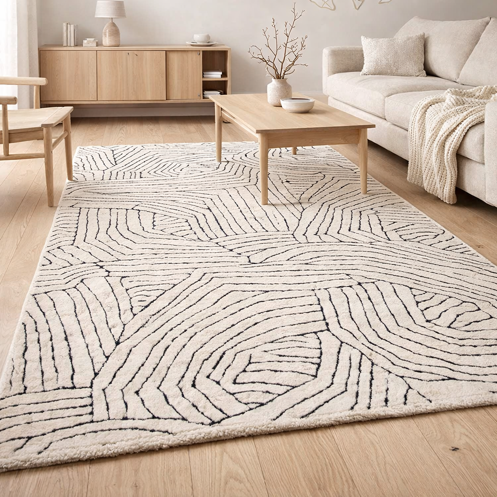 Tapis recyclé Paulin Neige 160 x 230 x 2 en situation