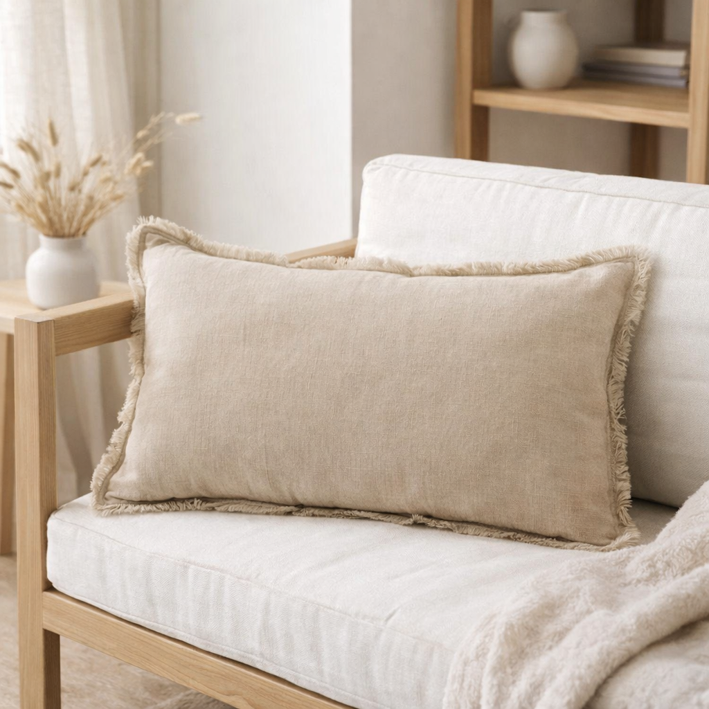 Coussin uni Laly Lin 30 x 50 en situation