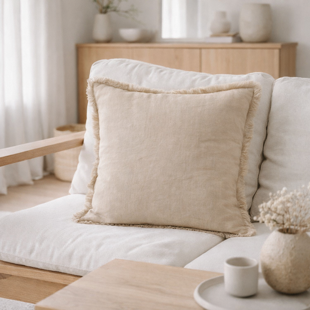 Coussin uni Laly Lin 45 x 45 en situation