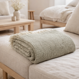 Plaid chiné Jane Olive 130 x 160 en situation