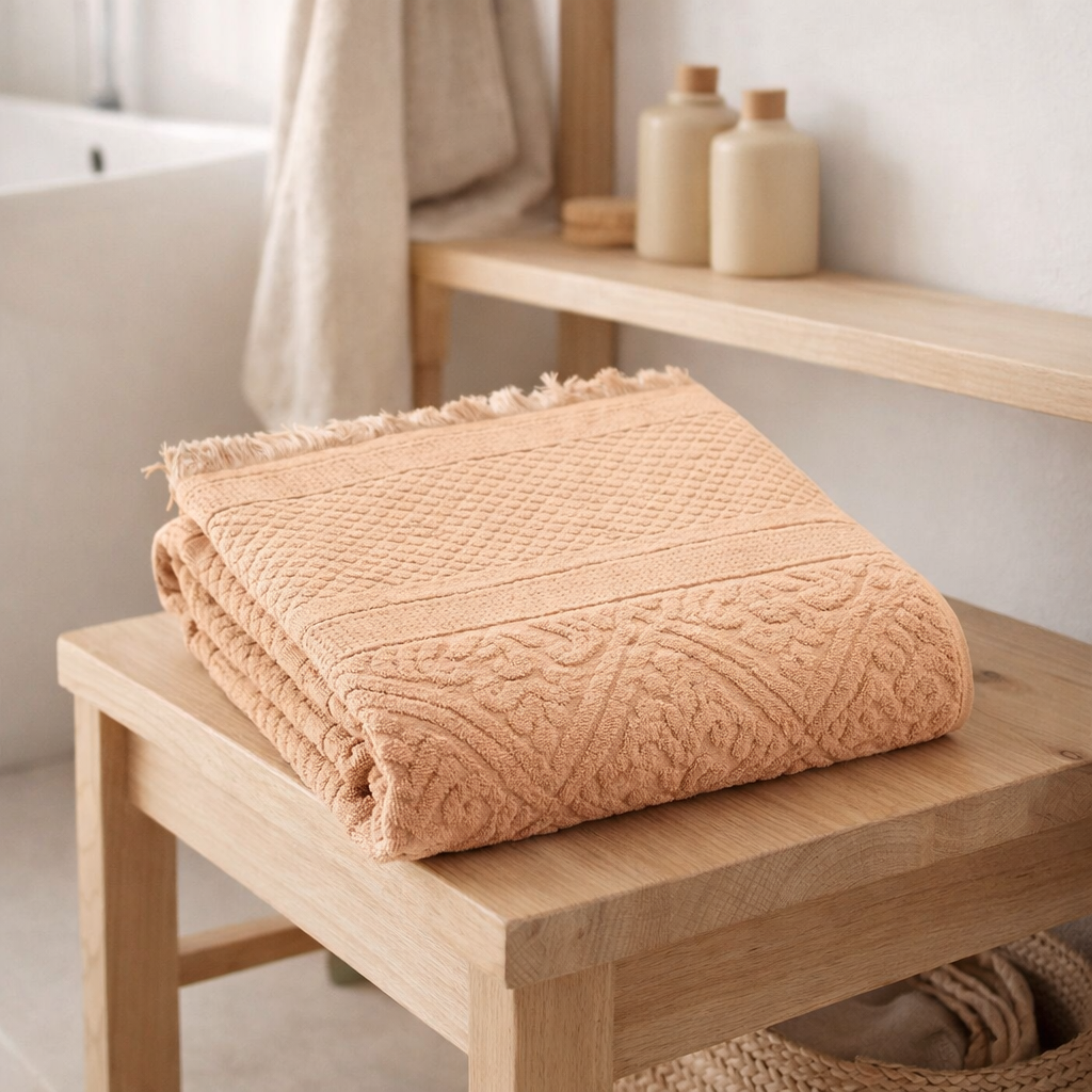 Drap de douche Zoé Poudre 70 x 140 en situation
