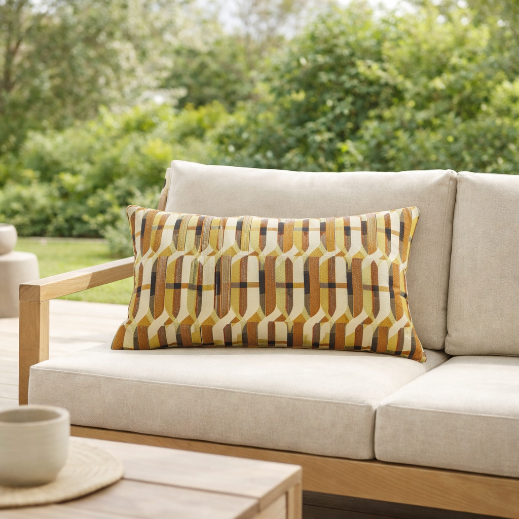 Coussin Kali outdoor Mirabelle 40 x 65 en situation