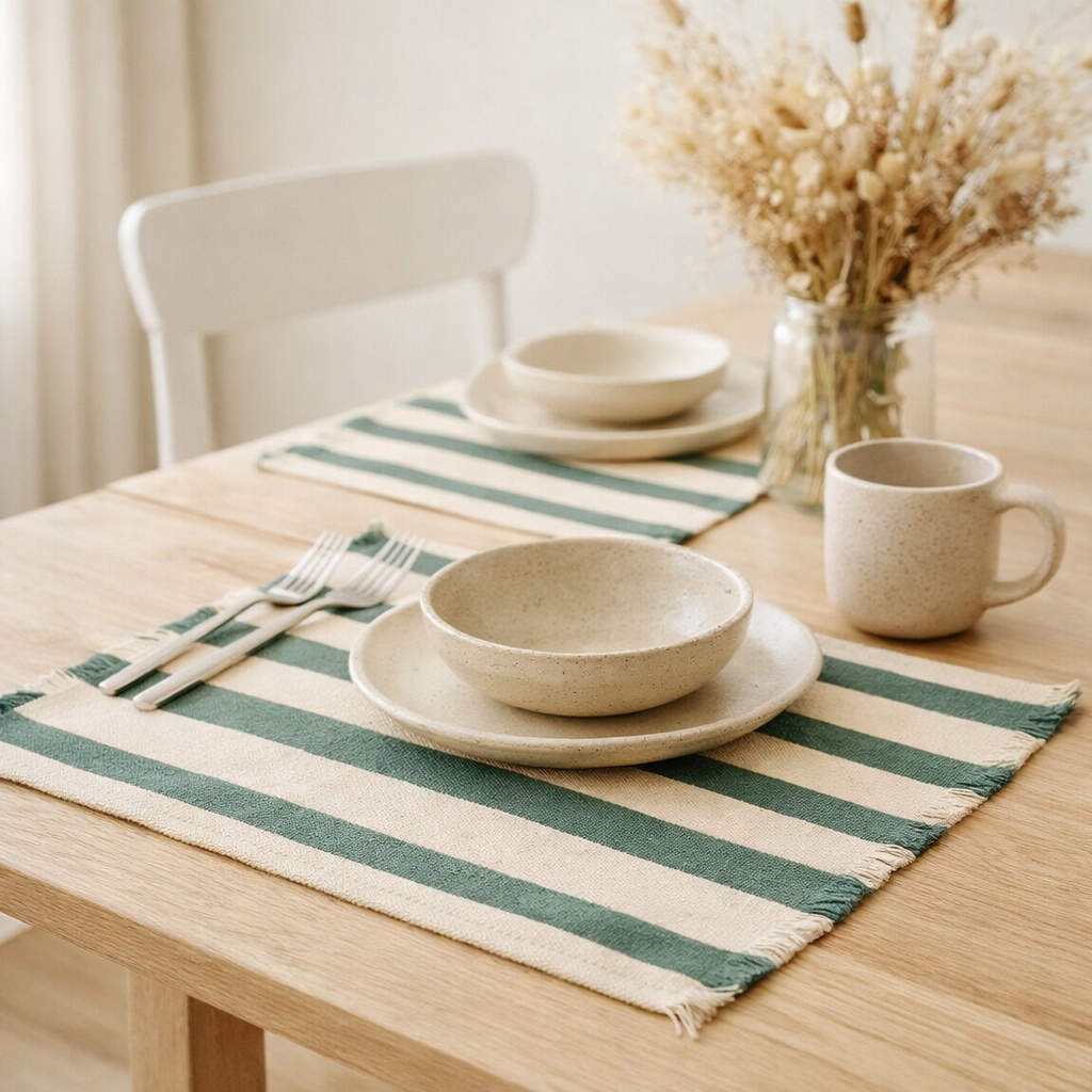 Set de table Yanis recyclé Fougère 35 x 45 en situation