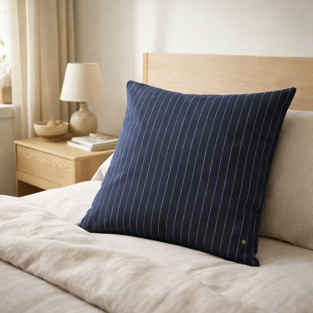 Taie d'oreiller Line Blue 65 x 65 en situation