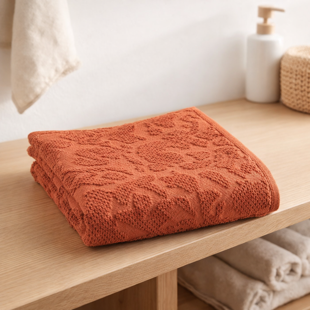 Serviette de toilette Gilda Sienne 50 x 100 en situation