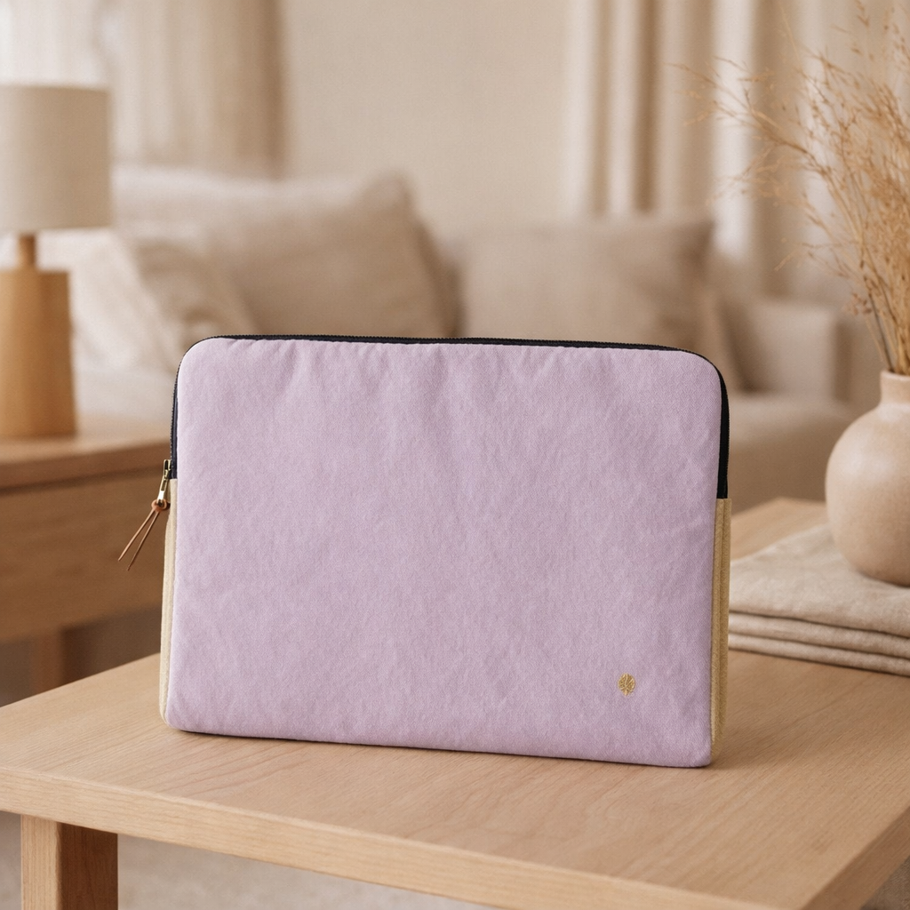 Housse ordinateur Tricolo Lilas ananas 13-14 en situation