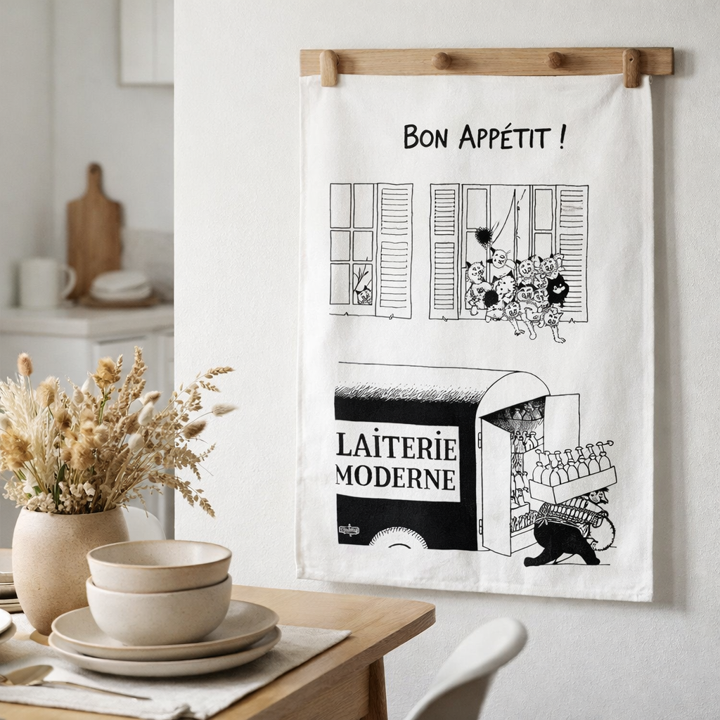 Torchon Dubout Bon appétit Ecru 48 x 72 en situation