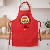 Tablier de cuisine enfant Miss Chocolat recyclé Rouge 52 x 63 en situation