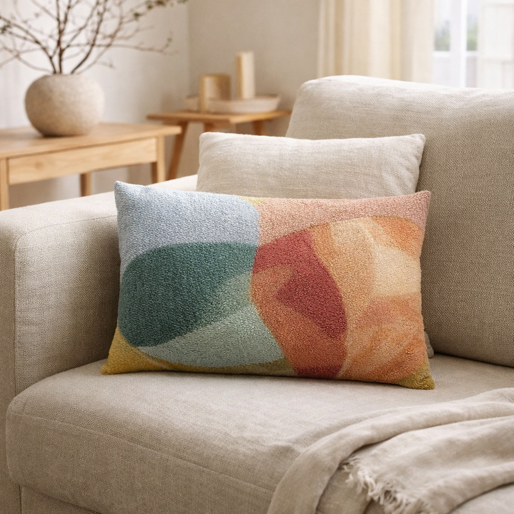 Coussin brodé Nevio Multico 40 x 65 en situation