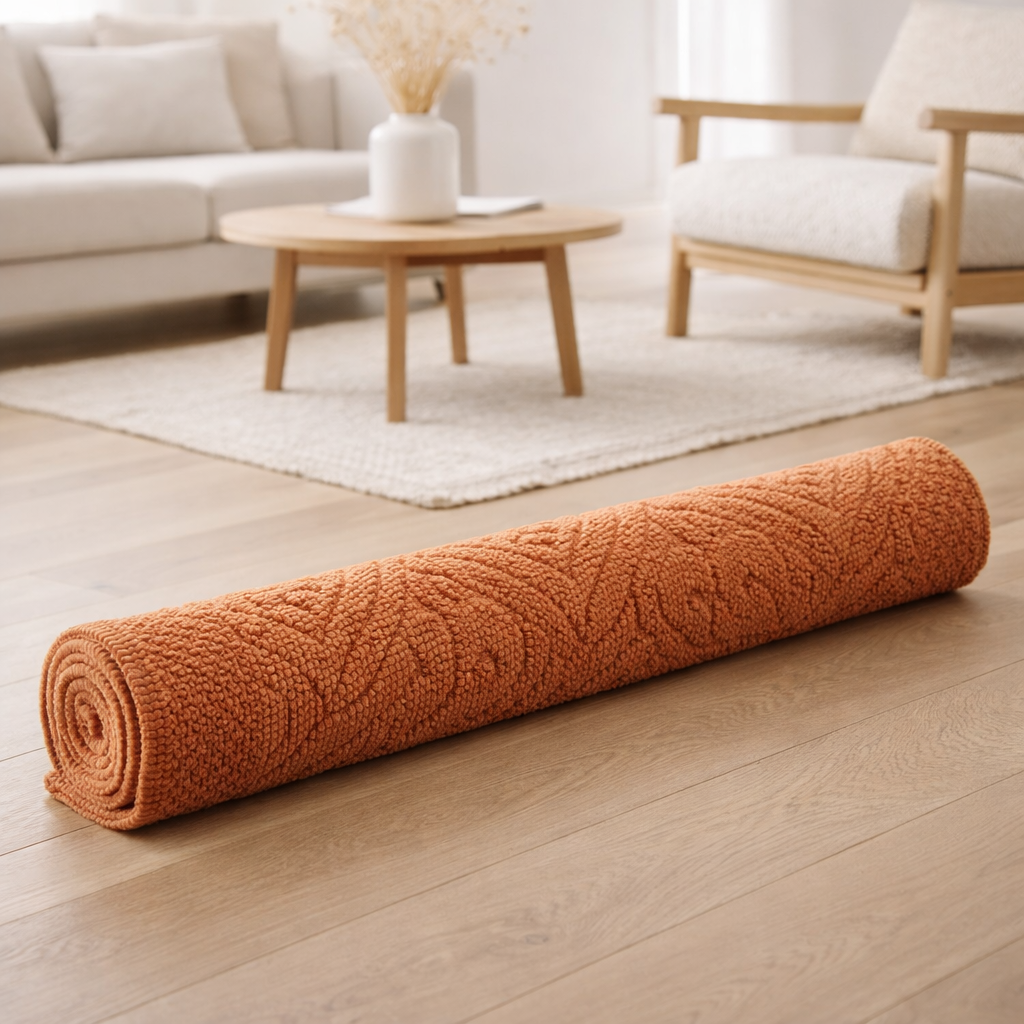 Tapis de bain Enzo Cuivre 54 x 110 en situation