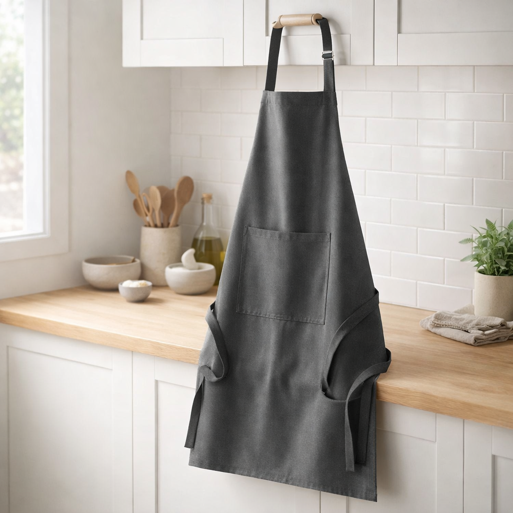 Tablier de cuisine Dario Ombre Recyclé 85 x 72 en situation