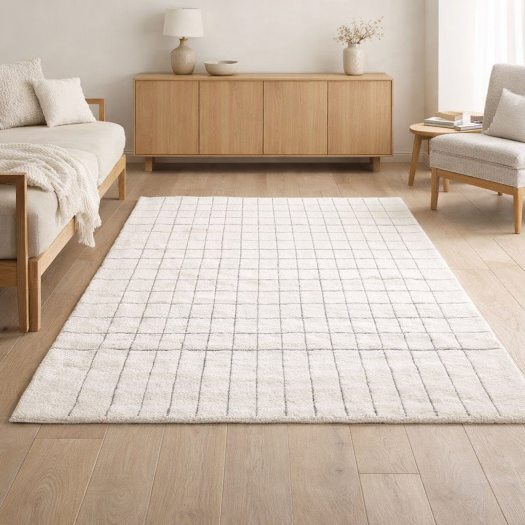 Tapis recyclé Antonio Neige 160 x 230 x 2 en situation