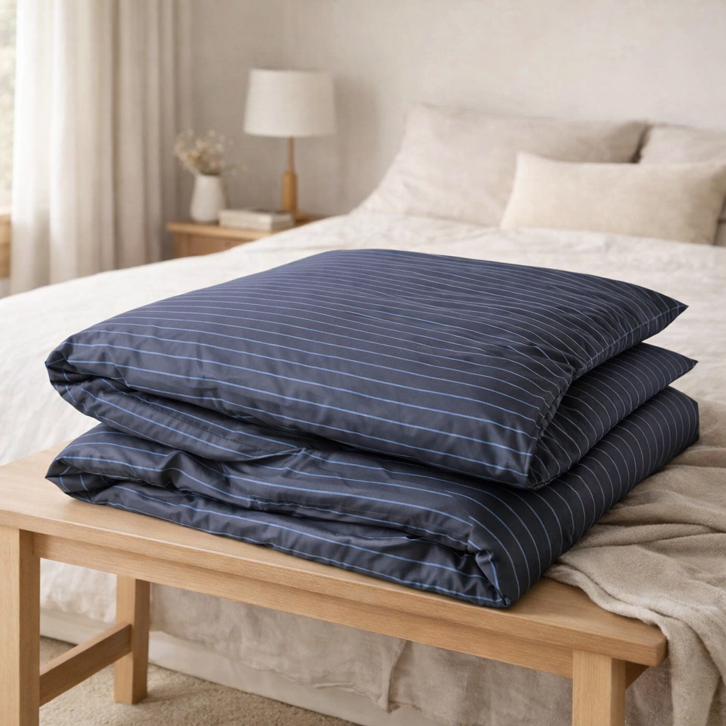 Housse de couette Line Blue 240 x 260 en situation