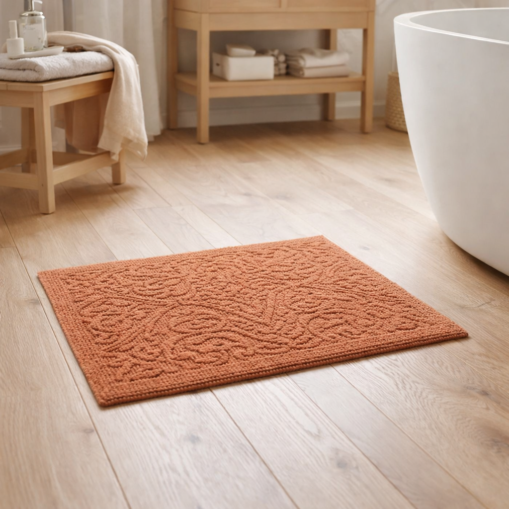 Tapis de bain Enzo Cuivre 54 x 64 en situation