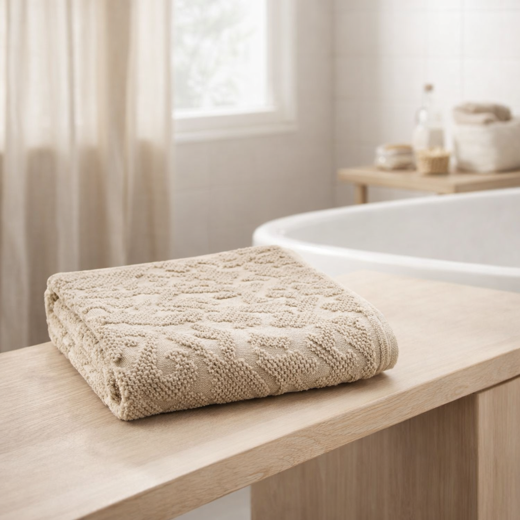 Serviette de toilette Gilda Lin 50 x 100 en situation
