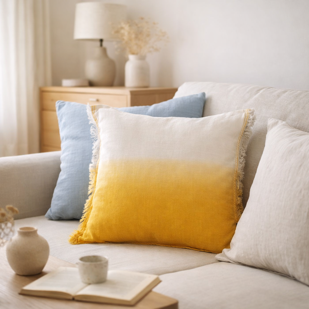 Coussin Zeff Shade Mangue 45 x 45 en situation