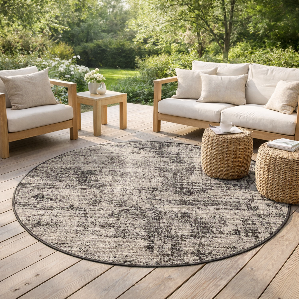 Tapis Catania outdoor Gris Diamčtre 160 en situation