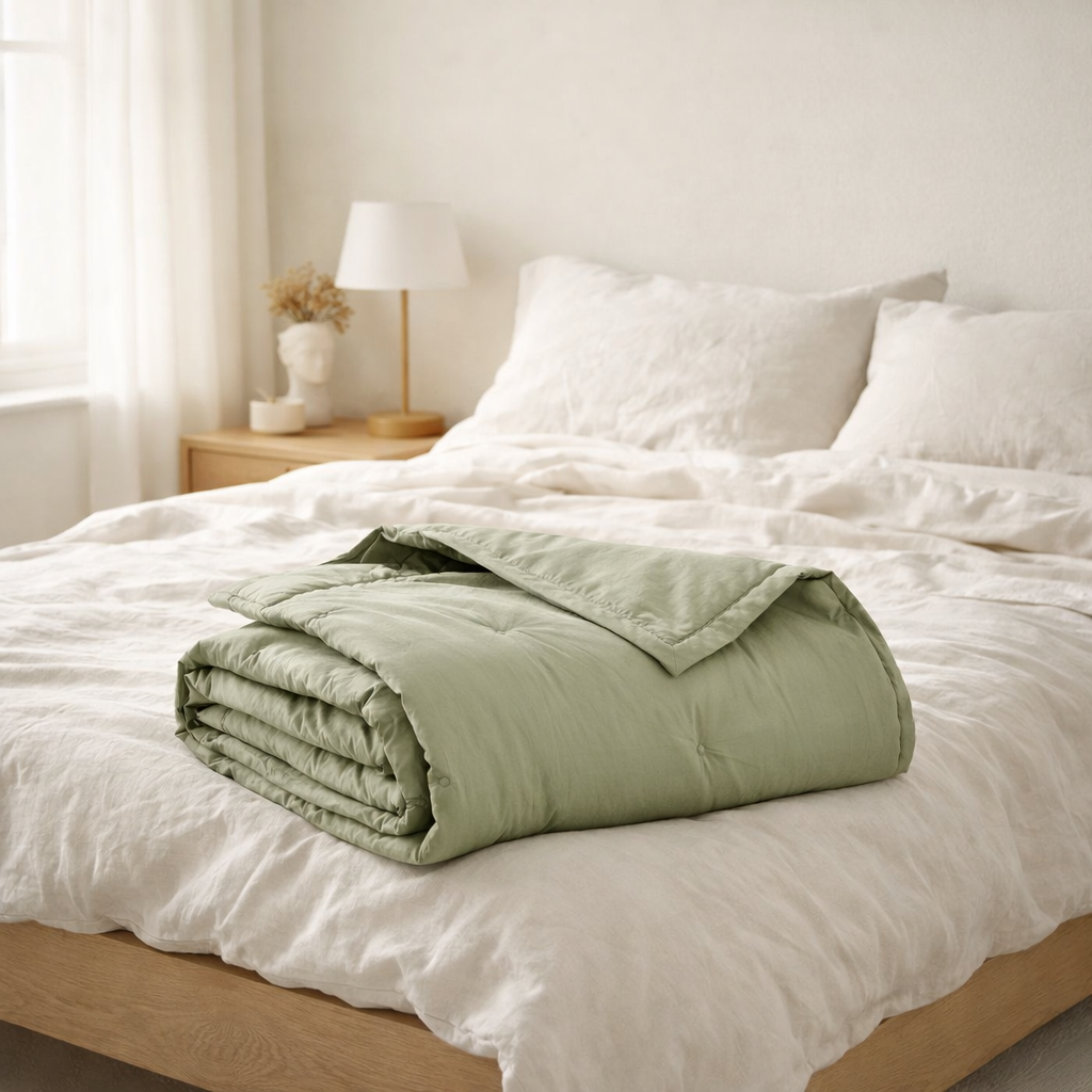 Jeté de lit Tika Thym 180 x 260 en situation
