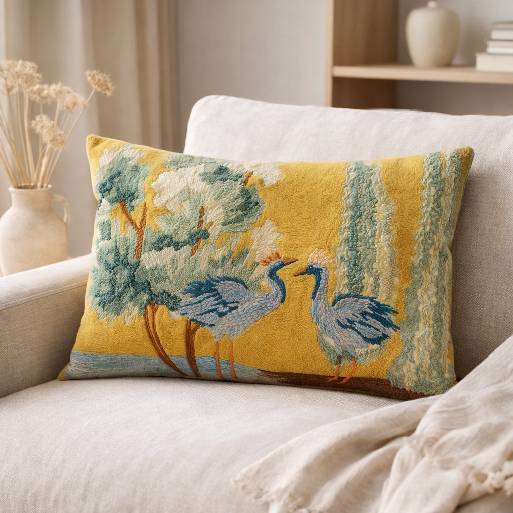 Coussin brodé Lola Multico 40 x 65 en situation