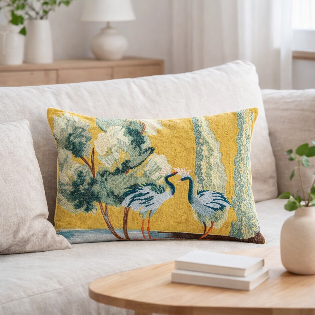 Coussin brodé Lola Multico 40 x 65 en situation