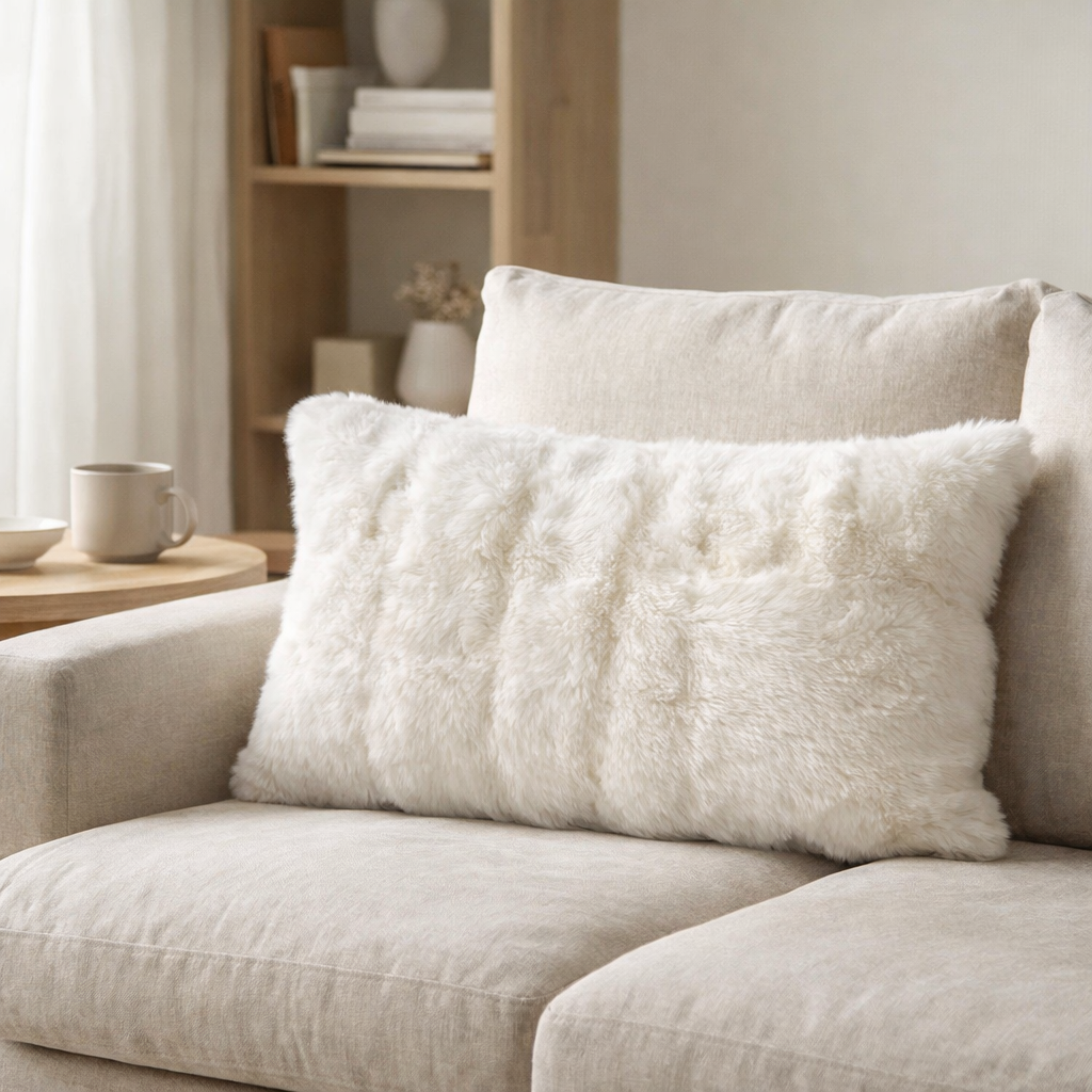 Coussin Astrid Neige 40 x 65 en situation