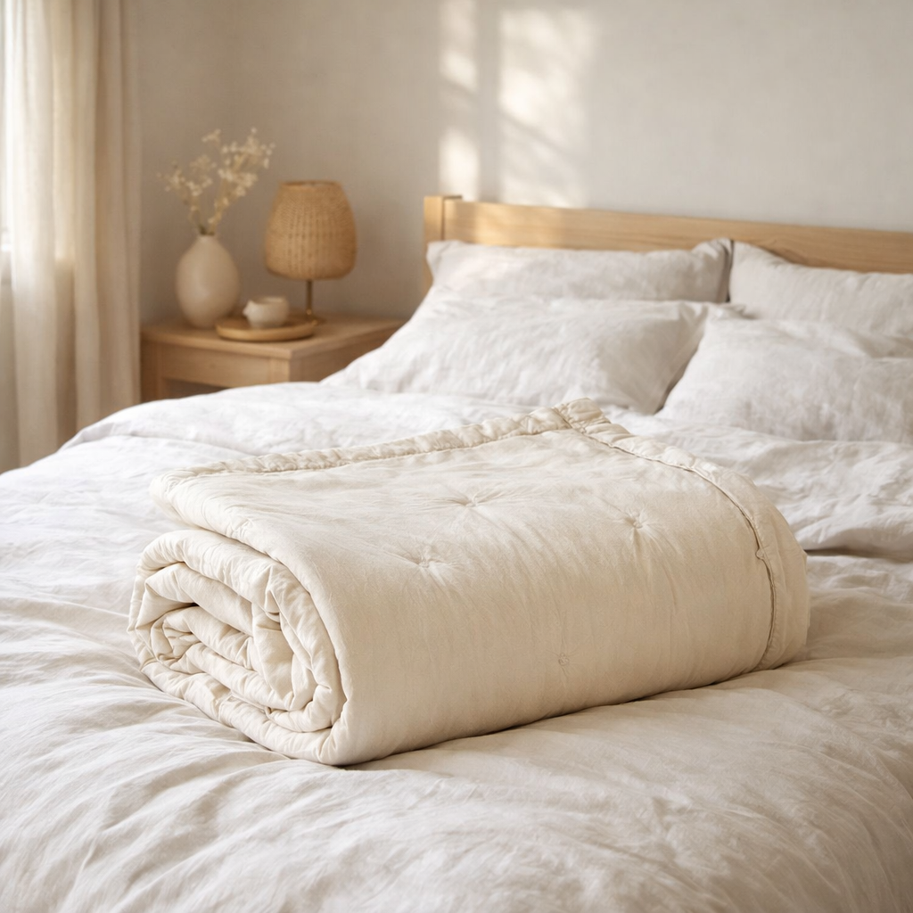 Jeté de lit Tika Naturel 180 x 260 en situation