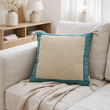 Coussin Elise Chambray Vert de gris 45 x 45 en situation