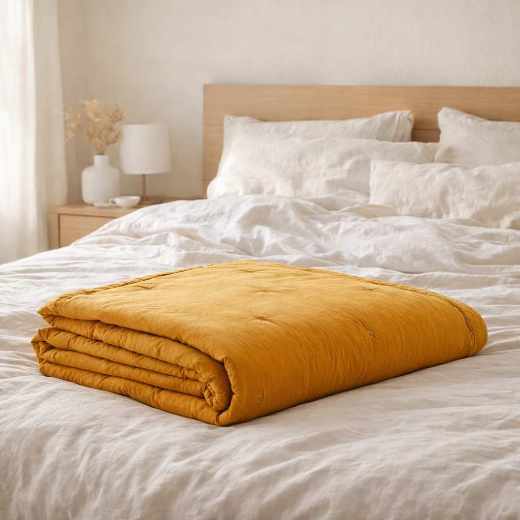 Jeté de lit Tika Safran 180 x 260 en situation