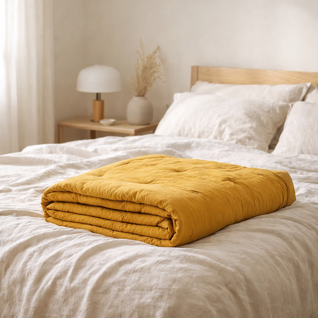 Jeté de lit Tika Safran 180 x 260 en situation