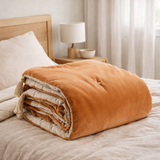 Edredon pompons Elise Rouille 80 x 180 en situation