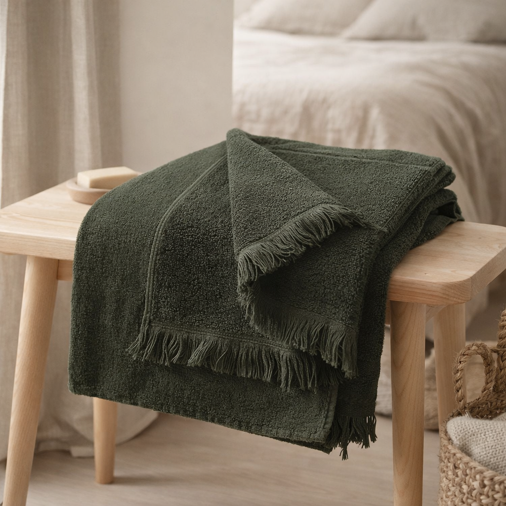 Serviette de toilette Luna Kale 50 x 100 en situation