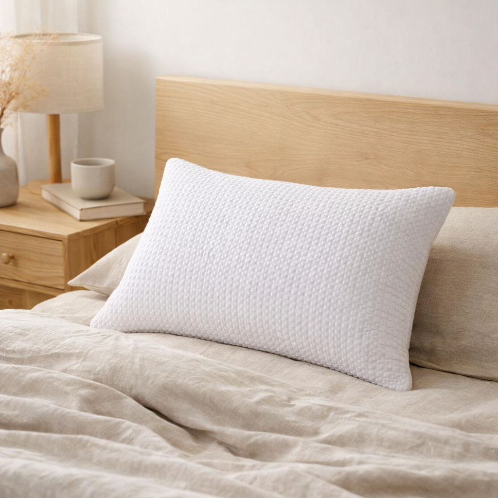 Coussin recyclé Maia Blanc 30 x 50 en situation